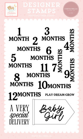 Carta Bella Little Lullabies Baby Girl Clear Stamps Baby Girl Months (CBLUG486044)
