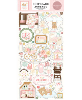 Carta Bella Little Lullabies Baby Girl 6x13 Inch Chipboard Accents (CBLUG486021)