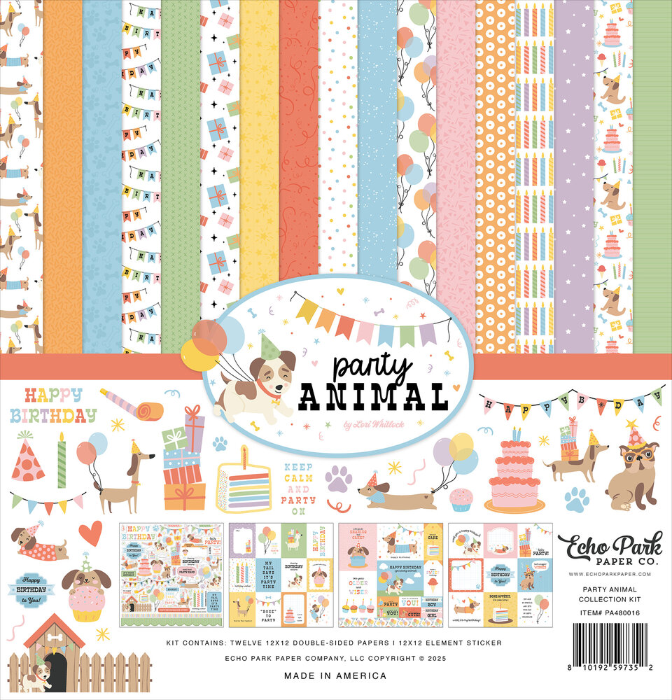 Echo Park Party Animal 12x12 Inch Collection Kit (PA480016)