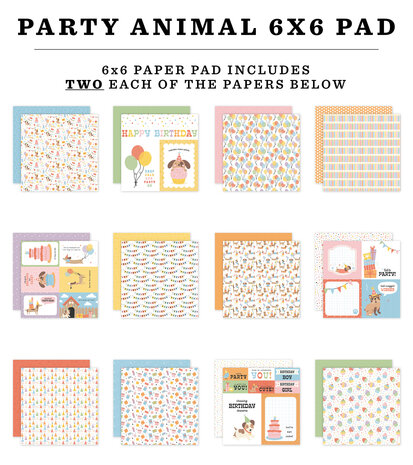 Echo Park Party Animal 6x6 Inch Paper Pad (PA480023)