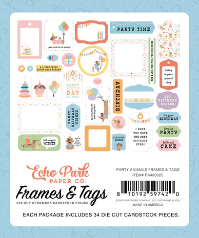 Echo Park Party Animal Ephemera Frames & Tags (PA480025)