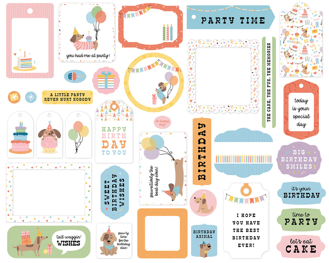 Echo Park Party Animal Ephemera Frames & Tags (PA480025)