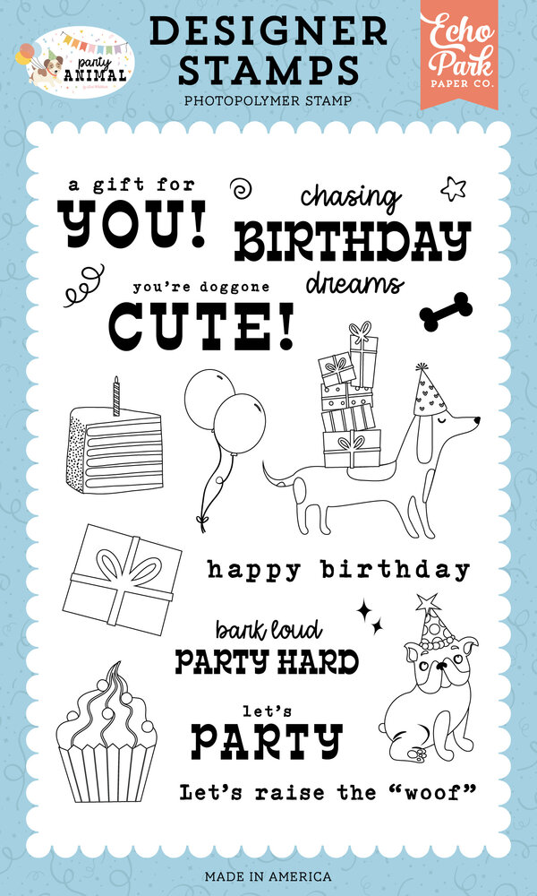 Echo Park Party Animal Clear Stamps Chasing Birthday Dreams (PA480046)