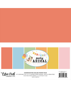 Echo Park Party Animal 12x12 Inch Coordination Solids Paper Pack (PA480015)