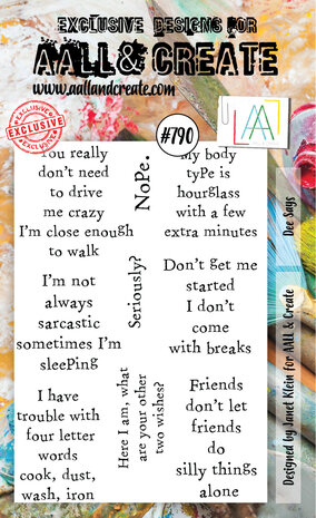 AALL and Create Stamp Set A6 Dee Says (AALL-TP-790) (OUTLET)