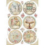Stamperia Rice Paper A4 Sleeping Beauty Rounds (6 pcs) (DFSA4576) (OUTLET)
