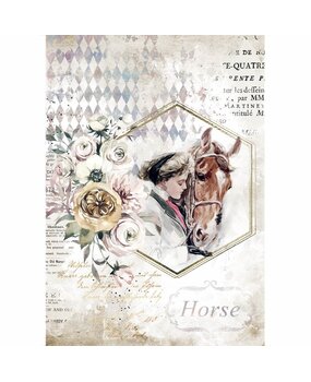 Stamperia Rice Paper A4 Romantic Horses Lady Frame (6 pcs) (DFSA4580) (OUTLET)