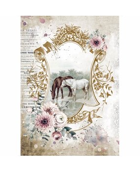 Stamperia Rice Paper A4 Romantic Horses Lake (6 pcs) (DFSA4582) (OUTLET)