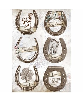 Stamperia Rice Paper A4 Romantic Horses Horseshoes (6 pcs) (DFSA4583) (OUTLET)