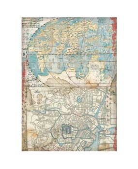 Stamperia Rice Paper A4 Sir Vagabond in Japan Map (6 pcs) (DFSA4610) (OUTLET)
