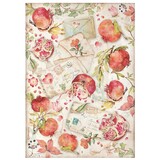 Stamperia A4 Rice Paper Casa Granada Pomegranades and Letters (6 pcs) (DFSA4654) (OUTLET)