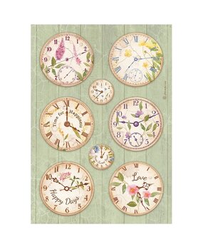 Stamperia Create Happiness Welcome Home A4 Rice Paper Clocks (6 pcs) (DFSA4743) (OUTLET)