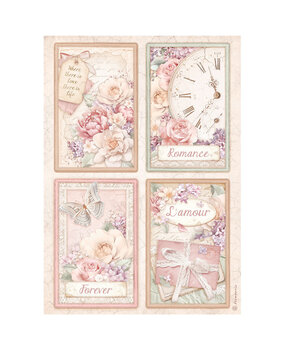Stamperia Romance Forever A4 Rice Paper 4 Cards (6pcs) (DFSA4833) (OUTLET)