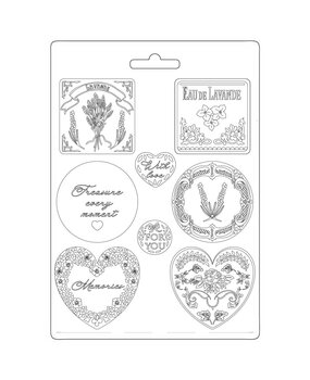 Stamperia Soft Mould A4 Provence Plates and Hearts (K3PTA4528) (OUTLET)