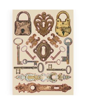 Stamperia Colored Wooden Shapes A5 Lady Vagabond Locks and Keys (KLSP086) (OUTLET)
