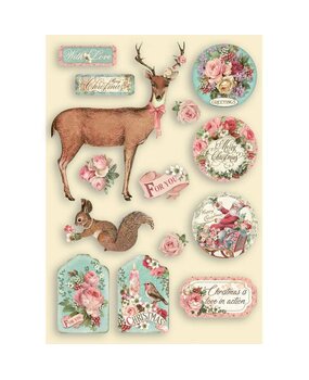 Stamperia Colored Wooden Shapes A5 Pink  Christmas (KLSP109) (OUTLET)