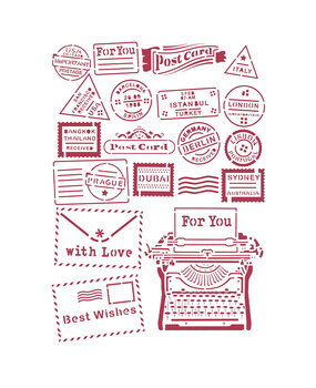 Stamperia Stencil A4 Romantic Christmas Type Writer (KSG472) (OUTLET)