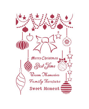 Stamperia Stencil A4 Christmas Patchwork Balls (KSG474) (OUTLET)