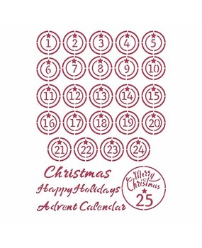 Stamperia Stencil A4 Christmas Patchwork Advent (KSG475) (OUTLET)