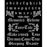 Stamperia Thick Stencil 20x25cm Sleeping Beauty Alphabet and Quotes (KSTD076) (OUTLET)