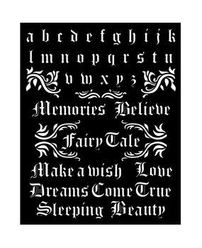 Stamperia Thick Stencil 20x25cm Sleeping Beauty Alphabet and Quotes (KSTD076) (OUTLET)