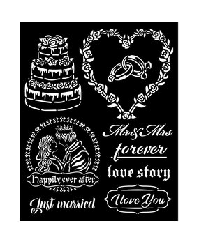 Stamperia Thick Stencil 20x25cm Sleeping Beauty Just Married (KSTD080) (OUTLET)