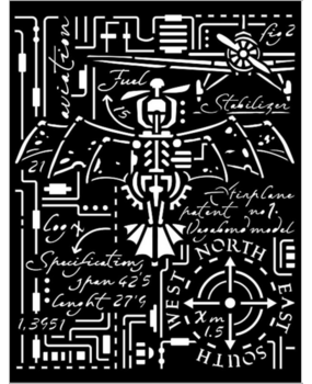 Stamperia Thick Stencil 20x25cm Sir Vagabond Aviator Airplane (KSTD105) (OUTLET)