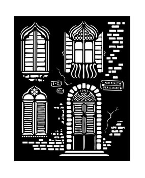 Stamperia Venice City of Art Thick Stencil 20x25cm Windows (KSTD181) (OUTLET)