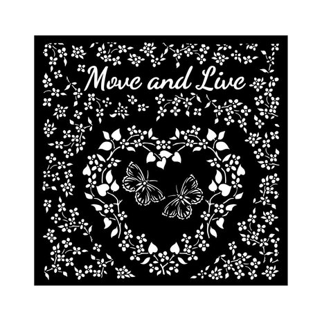 Stamperia Sunflower Art Thick Stencil 18x18cm Move and Live Heart (KSTDQ85) (OUTLET)