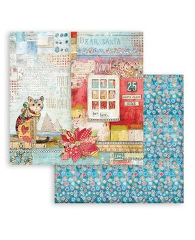 Stamperia Christmas Patchwork Cat 12x12 Inch Paper Sheets (10pcs) (SBB806) (OUTLET)