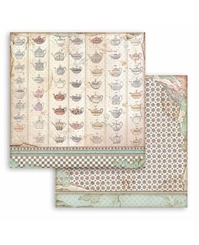 Stamperia Alice Tea Cup Texture 12x12 Inch Paper Sheets (10pcs) (SBB818) (OUTLET)