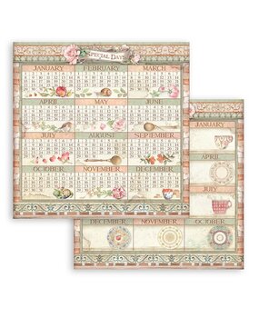 Stamperia Casa Granada Calendar 12x12 Inch Paper Sheets (10pcs) (SBB845) (OUTLET)