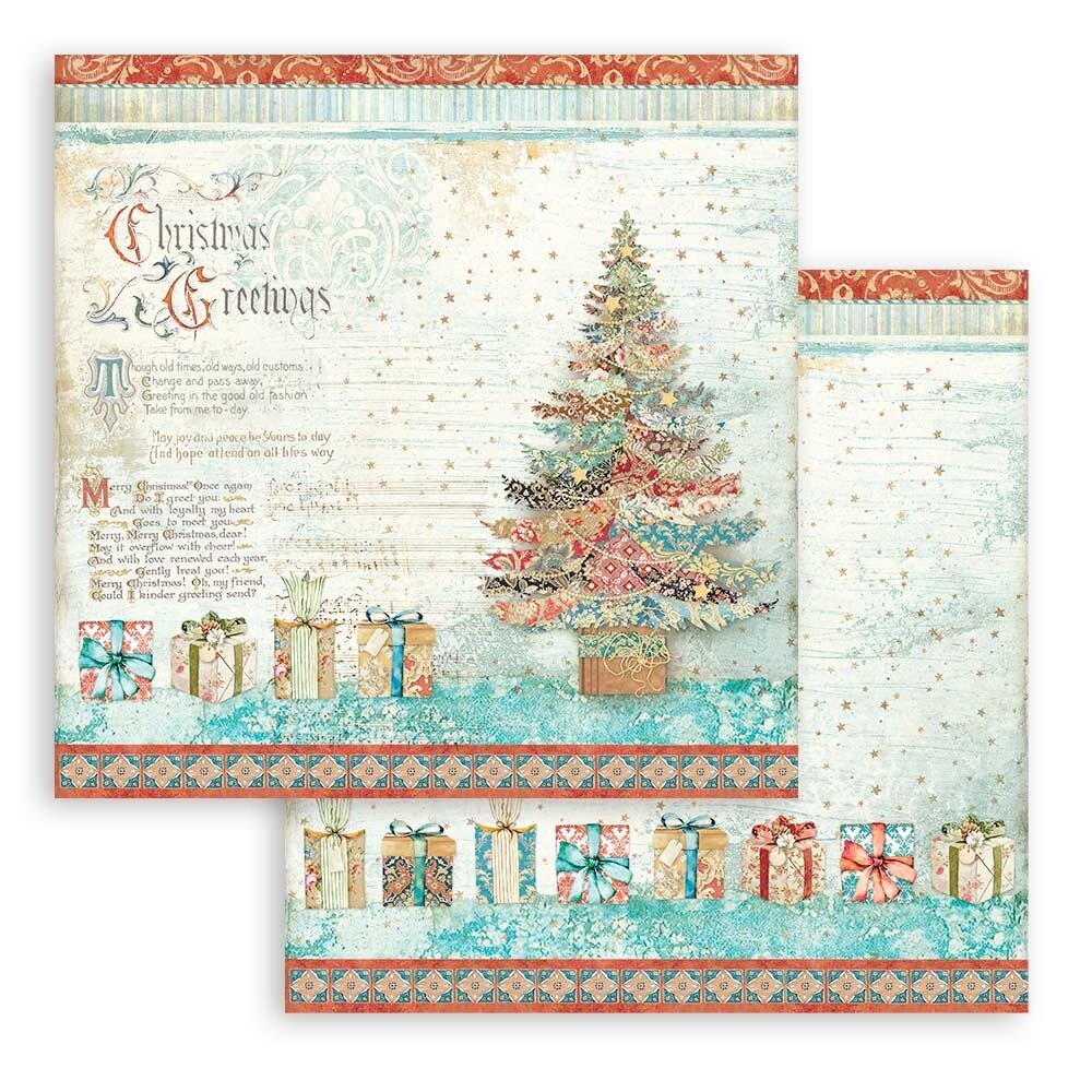 Stamperia Christmas Greetings 12x12 Inch Paper Pack (SBBL137) (OUTLET)