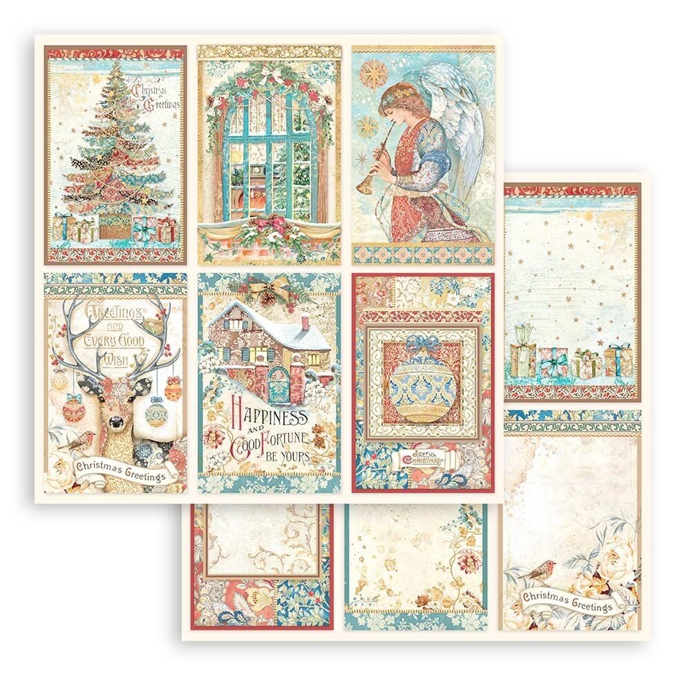 Stamperia Christmas Greetings 12x12 Inch Paper Pack (SBBL137) (OUTLET)