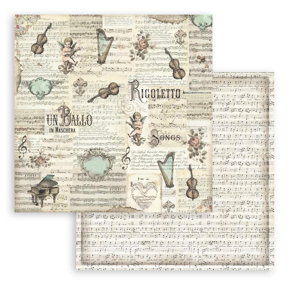 Stamperia Music 12x12 Inch Paper Pack (SBBL48) (OUTLET)