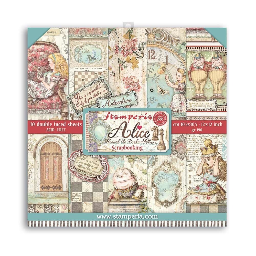 Stamperia Alice Through the Looking Glass 12x12 Inch Paper Pack (SBBL93) (OUTLET)