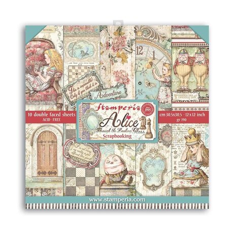 Stamperia Alice Through the Looking Glass 12x12 Inch Paper Pack (SBBL93) (OUTLET)