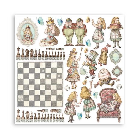 Stamperia Alice Through the Looking Glass 12x12 Inch Paper Pack (SBBL93) (OUTLET)