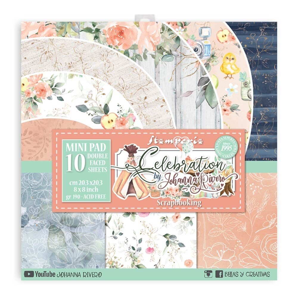 Stamperia Celebration 8x8 Inch Paper Pack (SBBS37) (OUTLET)
