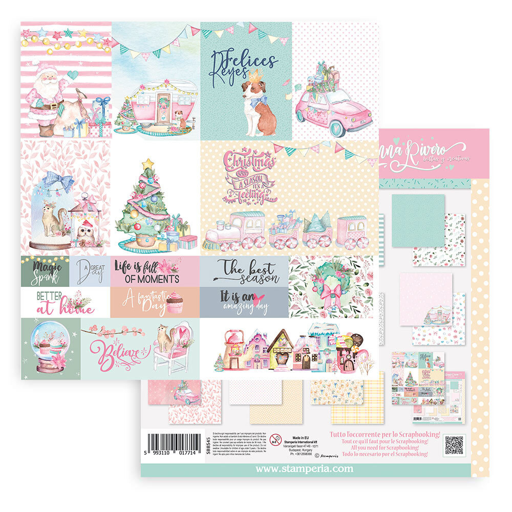 Stamperia Christmas Rose 8x8 Inch Paper Pack (SBBS45) (OUTLET)