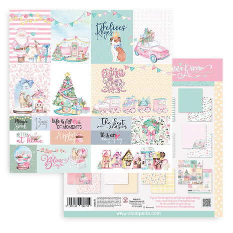 Stamperia Christmas Rose 8x8 Inch Paper Pack (SBBS45) (OUTLET)