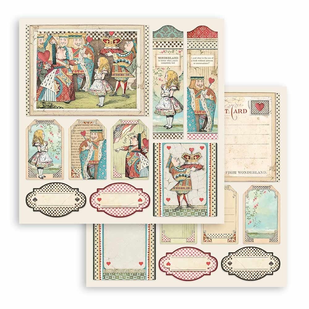 Stamperia Alice in Wonderland and Through the Looking Glass 12x12 Inch Maxi Paper Pack (SBBXL12) (OUTLET)