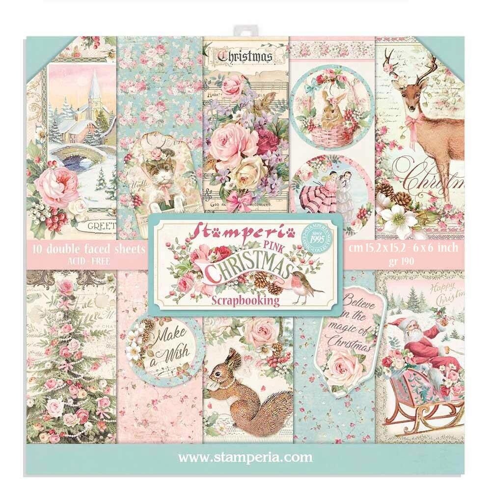 Stamperia Pink Christmas 6x6 Inch Paper Pack (SBBXS07) (OUTLET)