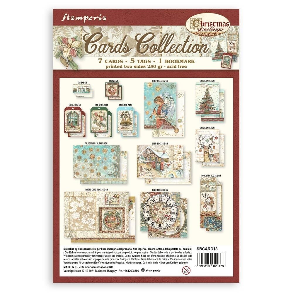 Stamperia Christmas Greetings Cards Collection (SBCARD18) (OUTLET)