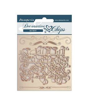 Stamperia Decorative Chips Romantic Garden House Calligraphy (SCB121) (OUTLET)