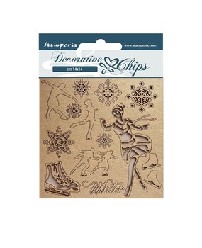 Stamperia Decorative Chips Sweet Winter Ice Skater (SCB149) (OUTLET)