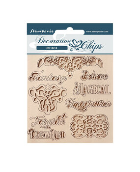Stamperia Magic Forest Decorative Chips Writing And Plates (SCB162) (OUTLET)