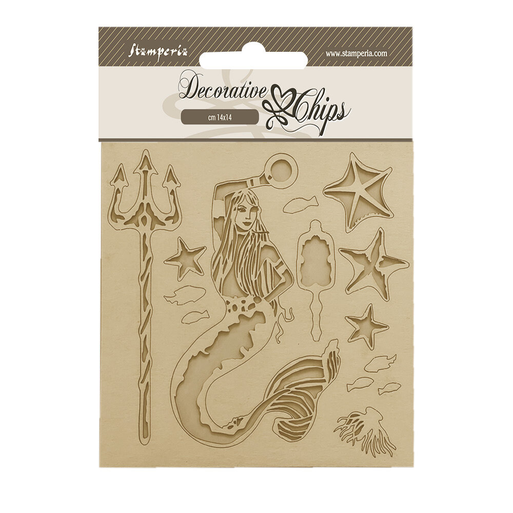 Stamperia Songs of the Sea Decorative Chips Mermaid (SCB182) (OUTLET)