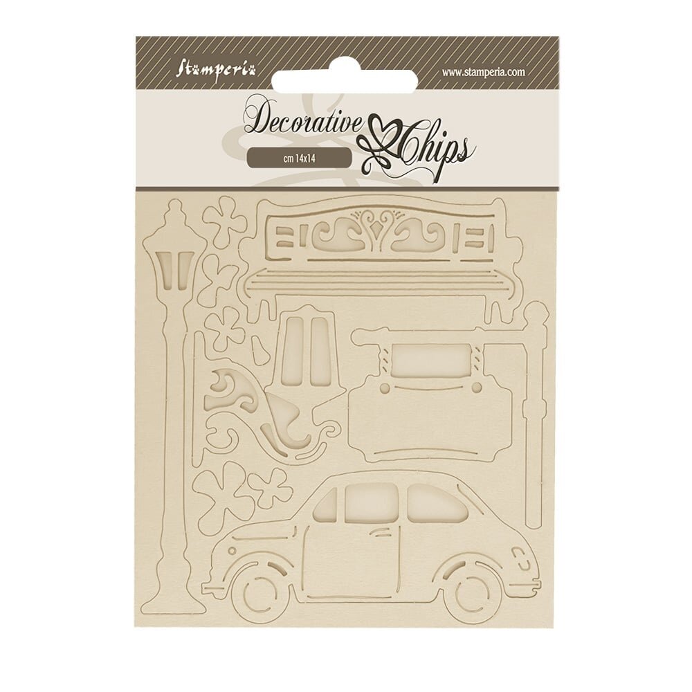 Stamperia Art of Travelling Decorative Chips Car (SCB250) (OUTLET)