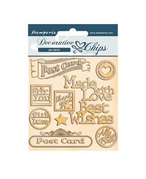 Stamperia Romantic Christmas Post Card Decorative Chips (SCB73) (OUTLET)